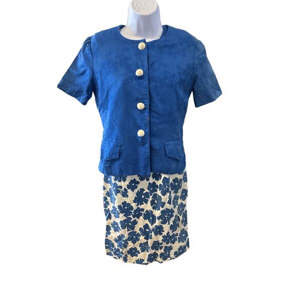 Vintage David Warren New York Women’s Navy Blue Dress & Jacket 2-Pc Set - Size 6 - Picture 2 of 9